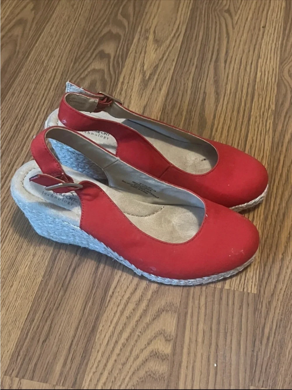 Kim Rogers Red Espadrille Wedge Slingback